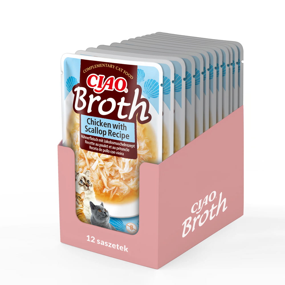 Inaba Ciao Broth Przysmak dla Kota Kurczak z Przegrzebkami – Bulion 40g